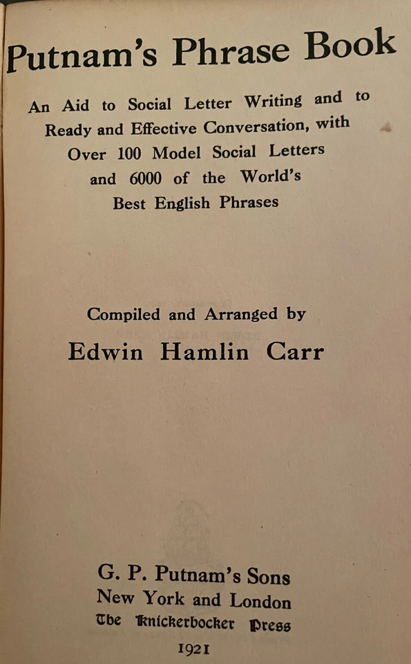 Putnam's Phrase Book, by Edwin Hamlin Carr (1919) - Image 4 of 4