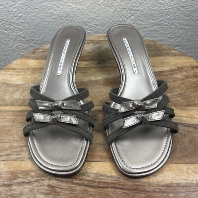 Donald J. Pliner l 8.5M Hunt Taupe Double Bows Strap Slip-On  display picture 1