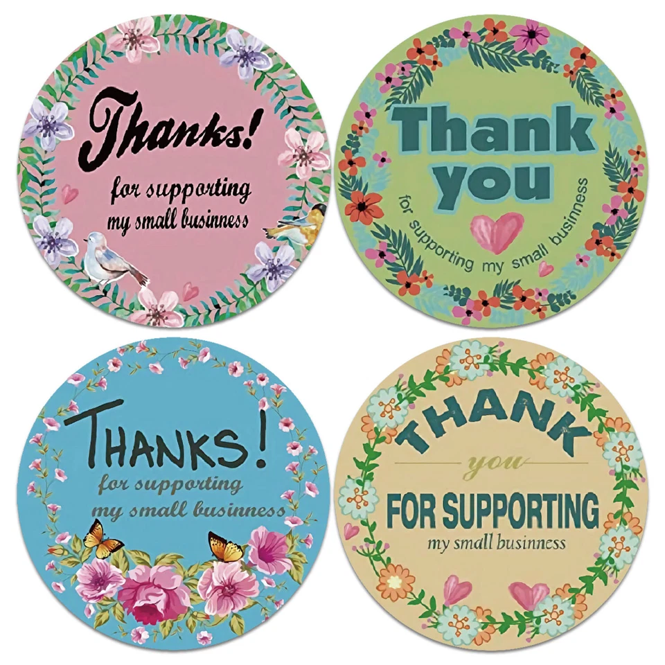 50/100pcs Thank You For Supporting Small Business Large Stickers Labels Floral - image 1 of 1