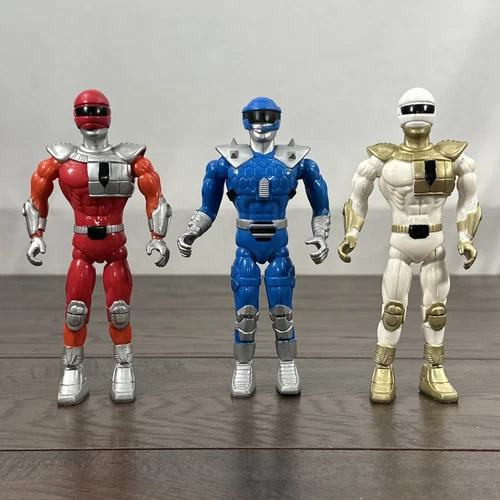 Vintage 1991 Lanard Atomic Ranger Warriors Blue White Red MMPR KO Lot Of 3