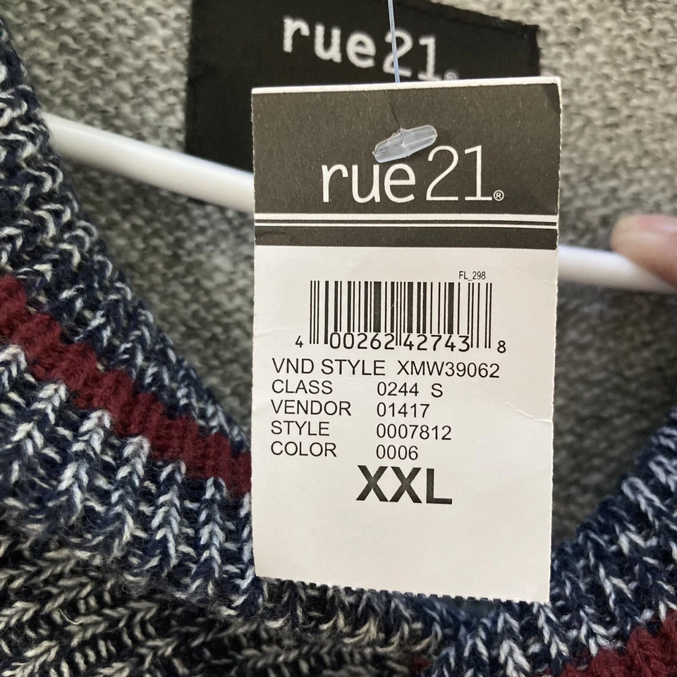 Rue 21 мужской свитер XXL темно-серый бордовый красный классический шаль воротник манжеты новый с Ярлыками - Изображение 4 из 4