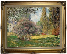 Monet The Park Wood Framed Canvas Print Repro 18x24