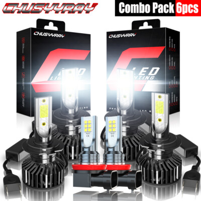 For Mercedes Benz GL350 GLK350 2010-2012 6PCs LED Headlight + Fog Light Bulbs