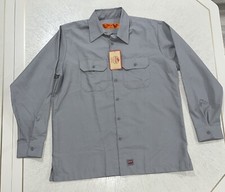 Red Kap Work Shirt Long Sleeve Button Gray Mens Large Pockets New Tag