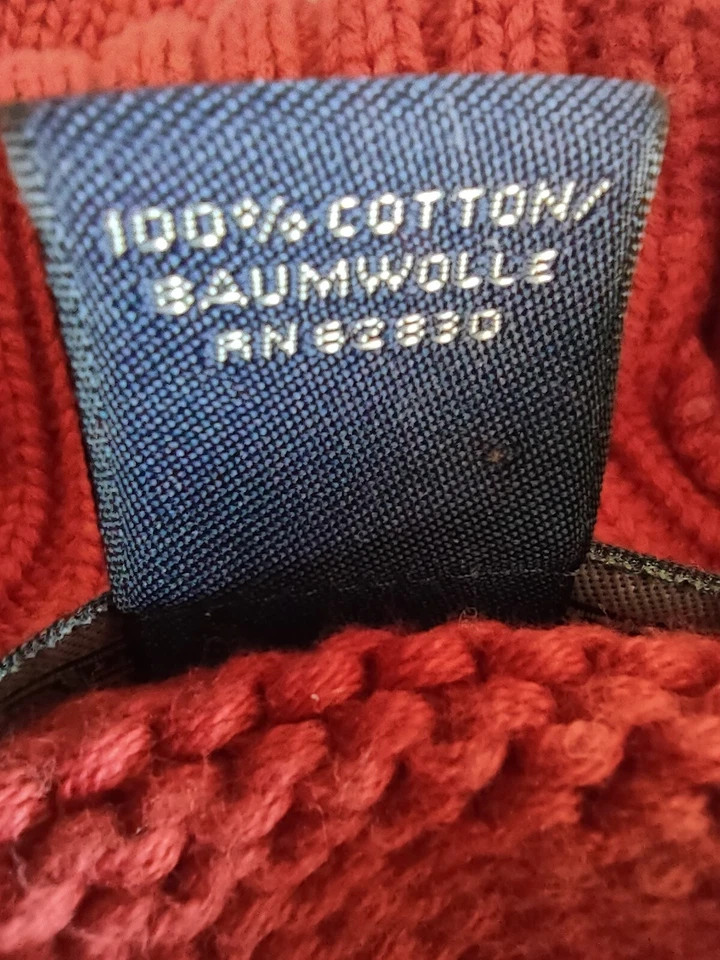 Lands End XL Red Fair Isle Turtleneck Cableknit Reindeer Xmas holidays Sweater  - Image 3 of 4