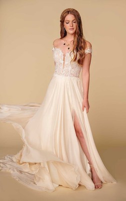 All Who Wander Finn Wedding Dress Ivory Champagne New Size 12 READ Illusion  Back