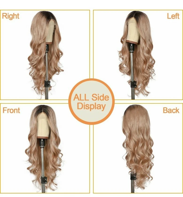 Peluca de Encaje Transparente HD Rubia Miel Ombre Capas Largas Cabello Humano Mezclada Foto 3 de 4