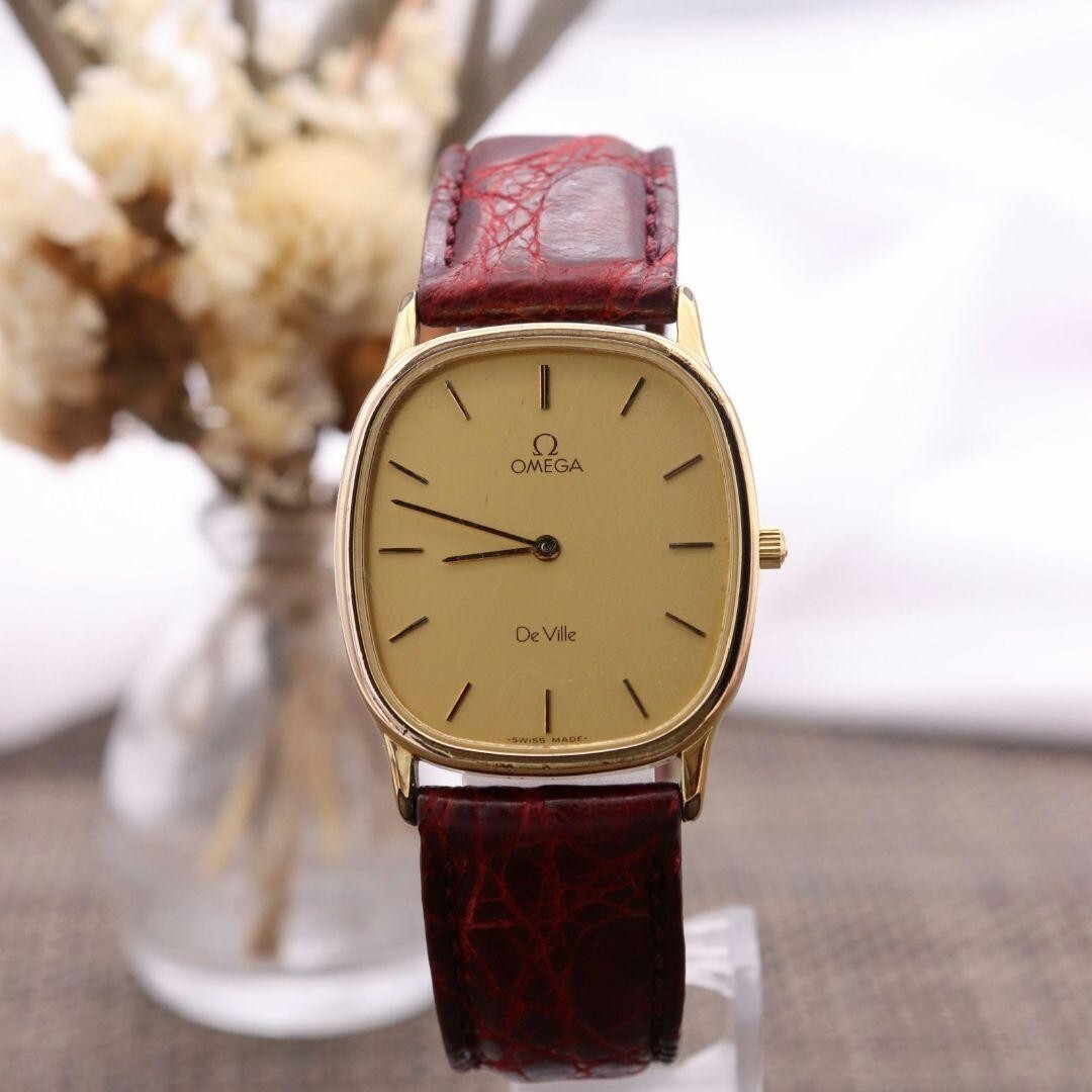 OMEGA DeVille ゴールド 時計 Omega Deville Watch Manual 32.5mm Men's Gold Dial Swiss Made Round