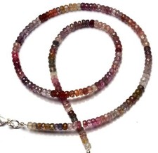 Natural Gem Super Quality Multicolor Spinel Faceted Rondelle Beads 18" Necklace