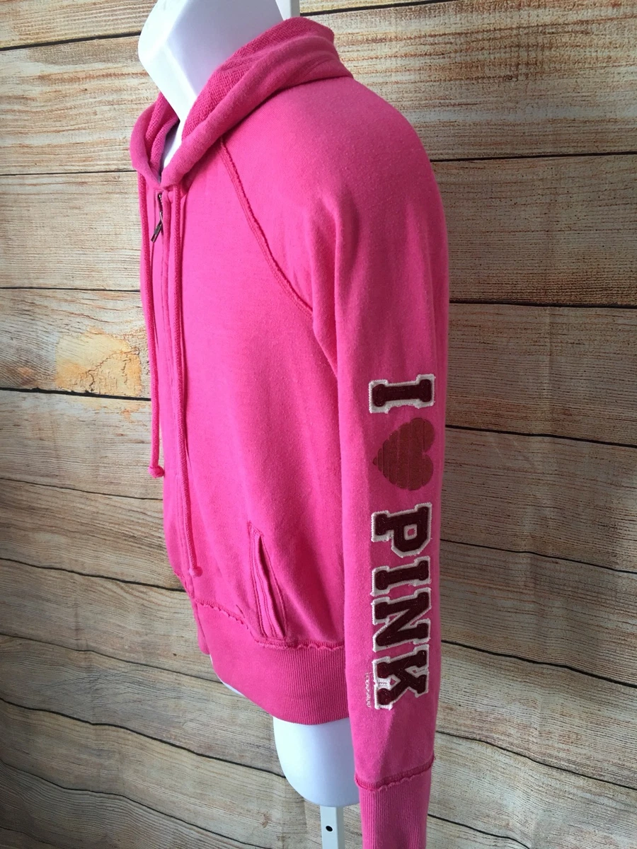 Victoria's Secret Love Pink Full Zip Hooded Sweatshirt Hoodie Small