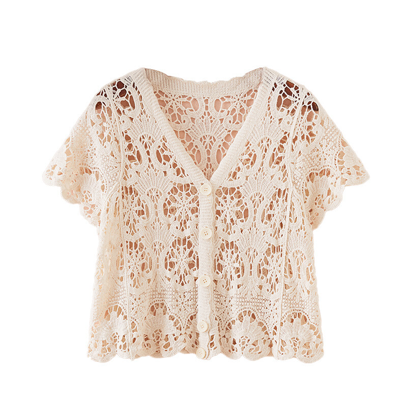 Fashion Lady Crochet Crop Top Lace Cardigan Floral Shrug