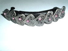 BRONZE HEARTS PINK RHINESTONE HAIR BARRETTE NWT