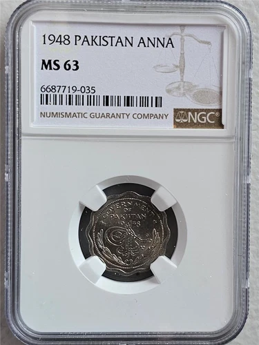 Pakistan 1 Anna 1948 NGC MS 63
