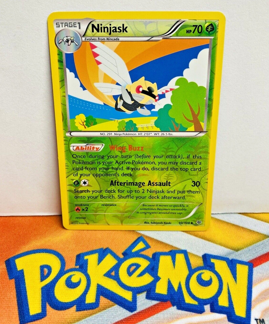 Pokémon TCG Ninjask 10/108 Reverse Holo Roaring Skies NM 2015
