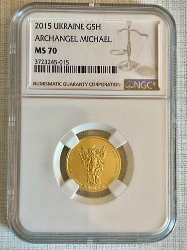 Ukraine 2015 Archangel Michael 1/4 oz 5 Hryven Gold Coin NGC MS70 Sku# 4559