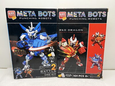 META BOTS PUNCHING ROBOTS Block Tech BLUE Red Lot CYCLONE Real Punching Action