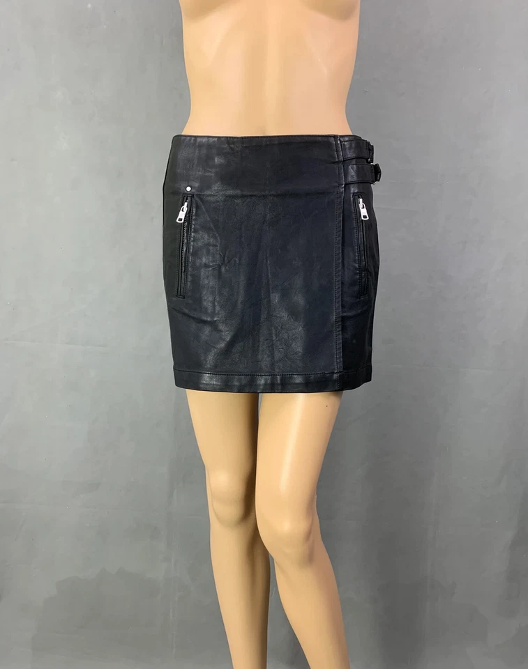 FALDA de cuero sintético ARMANI - para mujer talla US 0 - UK 4 - negra Foto 2 de 4