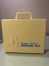 Vintage 1977 FISHER-PRICE Medical Kit for Kids Ivory Case Doctors Set Excellent