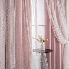 Pink Blackout Curtains for Girls Bedroom  Nursery Kids Blush Princess Double...