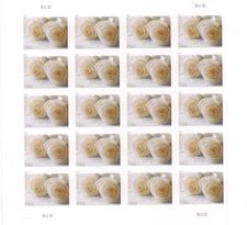 USPS Forever Stamps WEDDING WHITE ROSES 1 Sheet of 20 stamps NEW 2010/2011