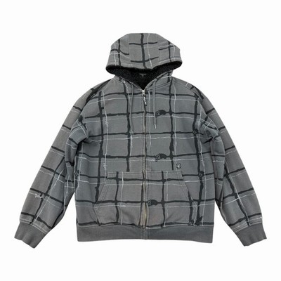 Vintage Y2K Volcom Fleece Lined Plaid Grunge Skater Hoodie Jacket Size Large 