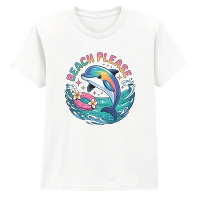 Beach Please Mädchen T-Shirt Delfin Geburtstag Geschenk für Tochter