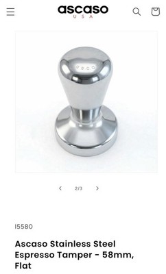 Ascaso Stainless Steel Espresso Tamper - 58mm Flat Used Good Condition