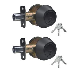 1 Side Keyed Deadbolt Lock,Single Cylinder Dead Bolt, Matte Black Round Exter...