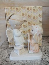 1978 Precious Moments E-2012 Jesus Is Born - Boy Angel  Girl - With Box