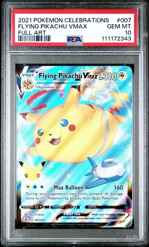 2021 POKEMON CELEBRATIONS #007 FULL ART FLYING PIKACHU VMAX PSA 10
