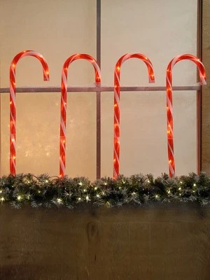 Festive Productions Candy Cane Stake Lights - 62 cm - Red and White - Set of 4