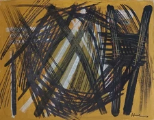 Hans Hartung Signed Abstract Expressionist Oil Painting on Canvas - German Art