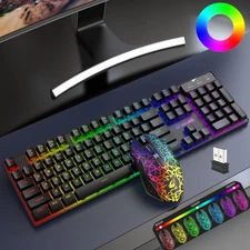 Wireless/Wired Gaming Keyboard Mouse Headset RGB Backlit For Xbox PS5 Laptop PC