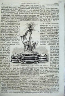 Original alter antiker Druck 1860 Tintenständer Britische Regierung Tchokar Bukarest