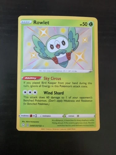 2021 Pokemon Rowlet SV001/SV122 Shining Fates: Shiny Vault Holo