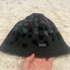 Patagonia One Size Unisex Black and Gray Patterned Beanie