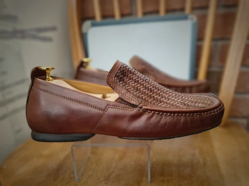 Scarpe mocassino Clarks vintage da uomo in pelle intrecciata taglia UK6 5 EU40 5