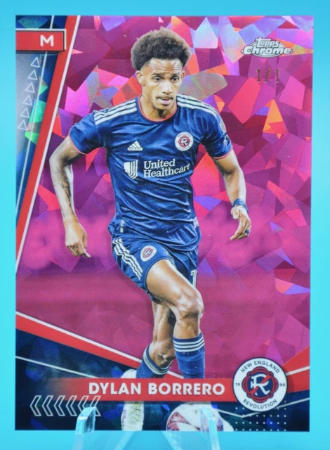 2024 Topps Chrome MLS Sapphire Dylan Borrero Padparadscha 1/1 #186 Revolution SP