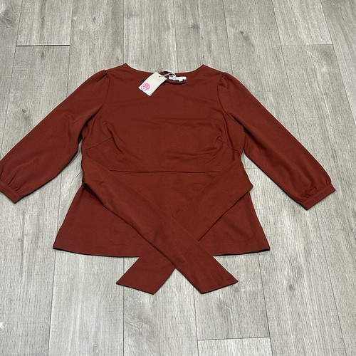Boden Women’s Wrap Style Top UK 20 Long Sleeve Tie Back Burnt Orange Smart BNWT