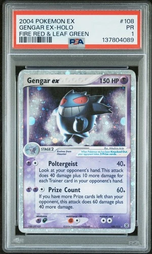 2004 POKEMON EX FIRE RED & LEAF GREEN #108 GENGAR EX-HOLO PSA 1