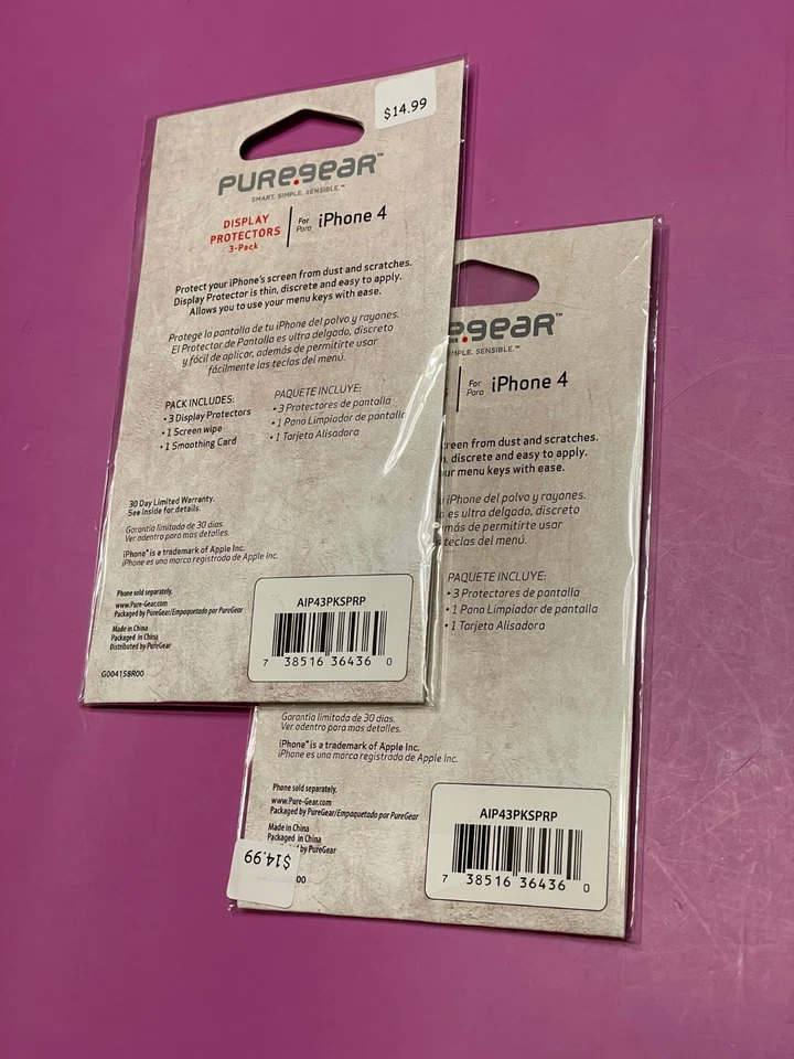 NEW IN PACKAGE Pure Gear iPhone 4 Display Protector 3-Pack - Never Opened! - Image 2 of 3