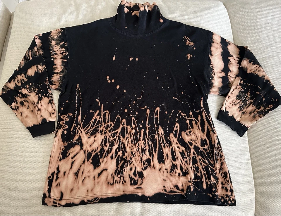 Blusa Geoffrey Beene Tie-Dye gola alta feminina manga comprida 100% algodão tamanho G - Imagem 2 de 4