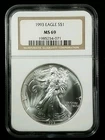 1993 $1 American Silver Eagle NGC MS69 Classic Brown Label #7581
