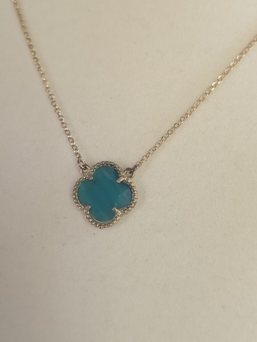 Gold Tone Sterling Silver Dyadema Necklace Green Clover Alhambra Designer Style