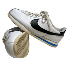NIKE  Cortez Leather  White Black Blue  DN1791 100  Womens Sz 10 