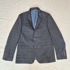 Men’s Next Blue Grey check Suit Mad Men Style Lawyer Suit Slim Fit 42" Chest R