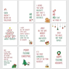 Funny Christmas Cards Bulk Boxed with Envelopes, Set of 24, 12 Assorted Desig...