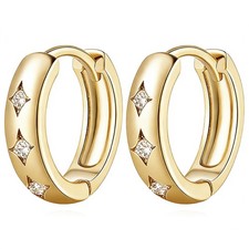 14K 13mm Gold Chunky Classic Huggie Hoop Earrings Streamlined Dainty Women Gift