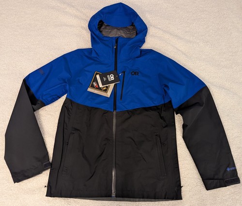 OUTDOOR RESEARCH Men's Foray 2L GORETEX Rain Jacket - SMALL - Blue - New w/ Tags