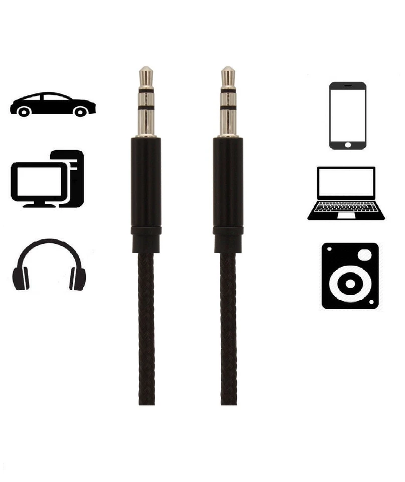 1m Strong Braided Stereo Audio Auxiliary Lead 3.5mm Jack Male Aux Cable Car Mp3 - Image 2 of 4